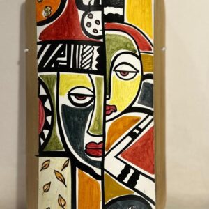 Abstract Painting #3 Hand-Painted on Bamboo (7 Inches Height)