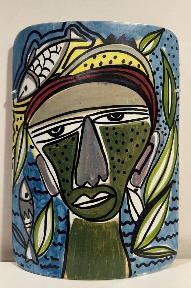 Abstract Painting #6 Hand-Painted on Bamboo (7 Inches Height)