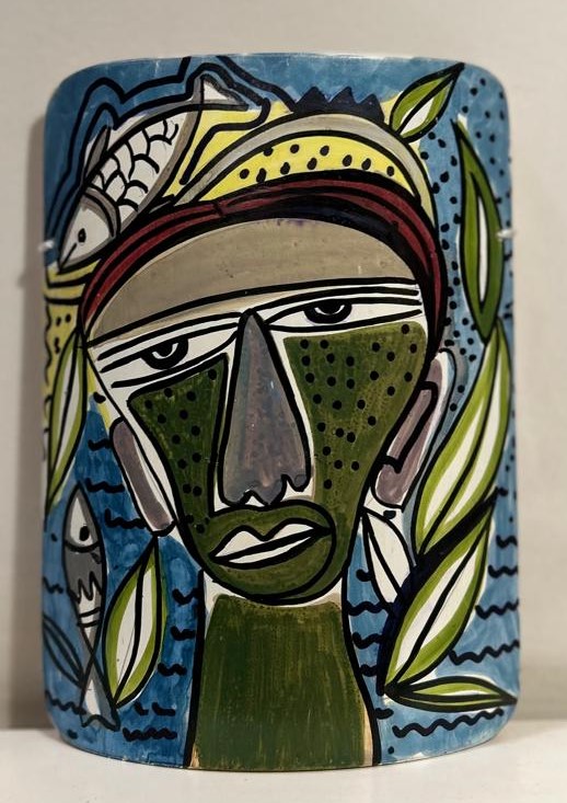 Abstract Painting #6 Hand-Painted on Bamboo (7 Inches Height) - Image 3