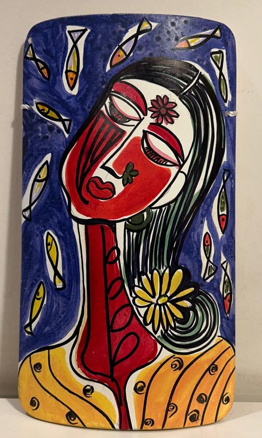 Abstract Painting #5 Hand-Painted on Bamboo (7 Inches Height)