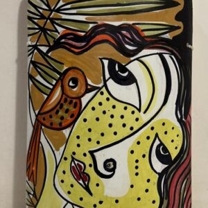 Abstract Painting #7 Hand-Painted on Bamboo (7 Inches Height)