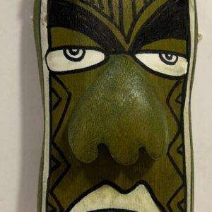 Bamboo Mask Painting #6 Hand-Painted on Bamboo (approx 7 Inches Height)
