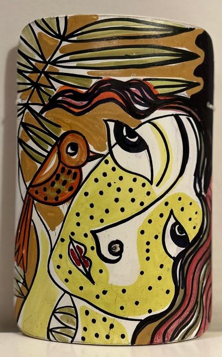 Abstract Painting #7 Hand-Painted on Bamboo (7 Inches Height) - Image 4