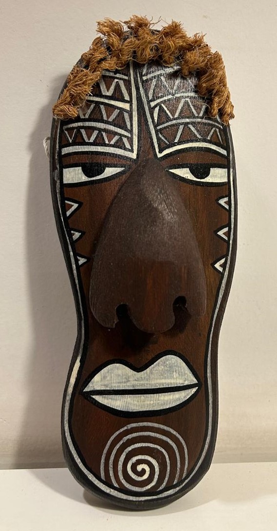 Bamboo Mask Painting #7 Hand-Painted on Bamboo (approx 7 Inches Height)