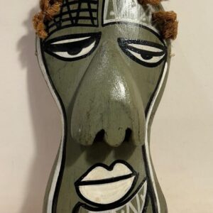 Bamboo Mask Painting #8 Hand-Painted on Bamboo (approx 7 Inches Height)
