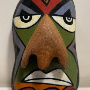 Bamboo Mask Painting #1 – Hand-Painted on Bamboo (approx 4 Inches Height)