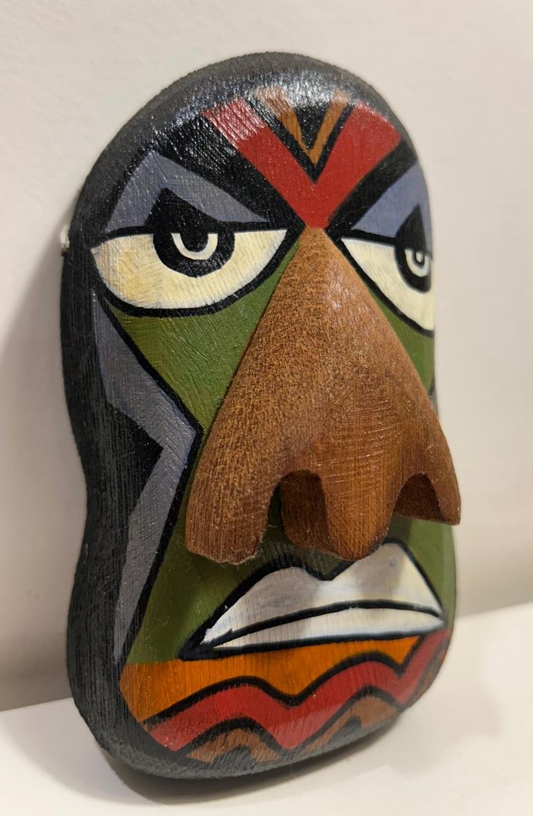 Bamboo Mask Painting #1 – Hand-Painted on Bamboo (approx 4 Inches Height) - Image 7