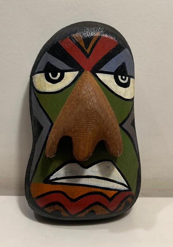 Bamboo Mask Painting #1 – Hand-Painted on Bamboo (approx 4 Inches Height) - Image 6