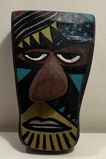 Bamboo Mask Painting #2 - Hand-Painted on Bamboo (approx 4 Inches Height) - Image 7