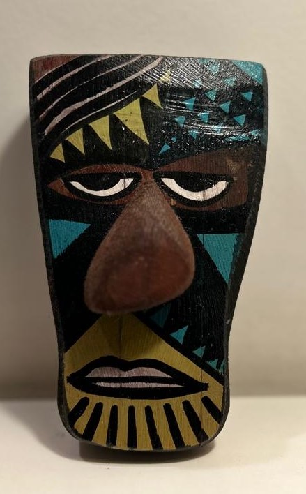 Bamboo Mask Painting #2 - Hand-Painted on Bamboo (approx 4 Inches Height)