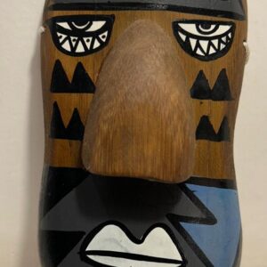 Bamboo Mask Painting #3 Hand-Painted on Bamboo (approx 4 Inches Height)
