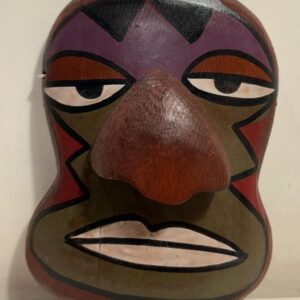 Bamboo Mask Painting #5 Hand-Painted on Bamboo (approx 4 Inches Height)