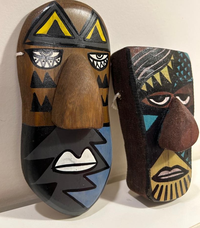 Bamboo Mask Painting #3 Hand-Painted on Bamboo (approx 4 Inches Height) - Image 5