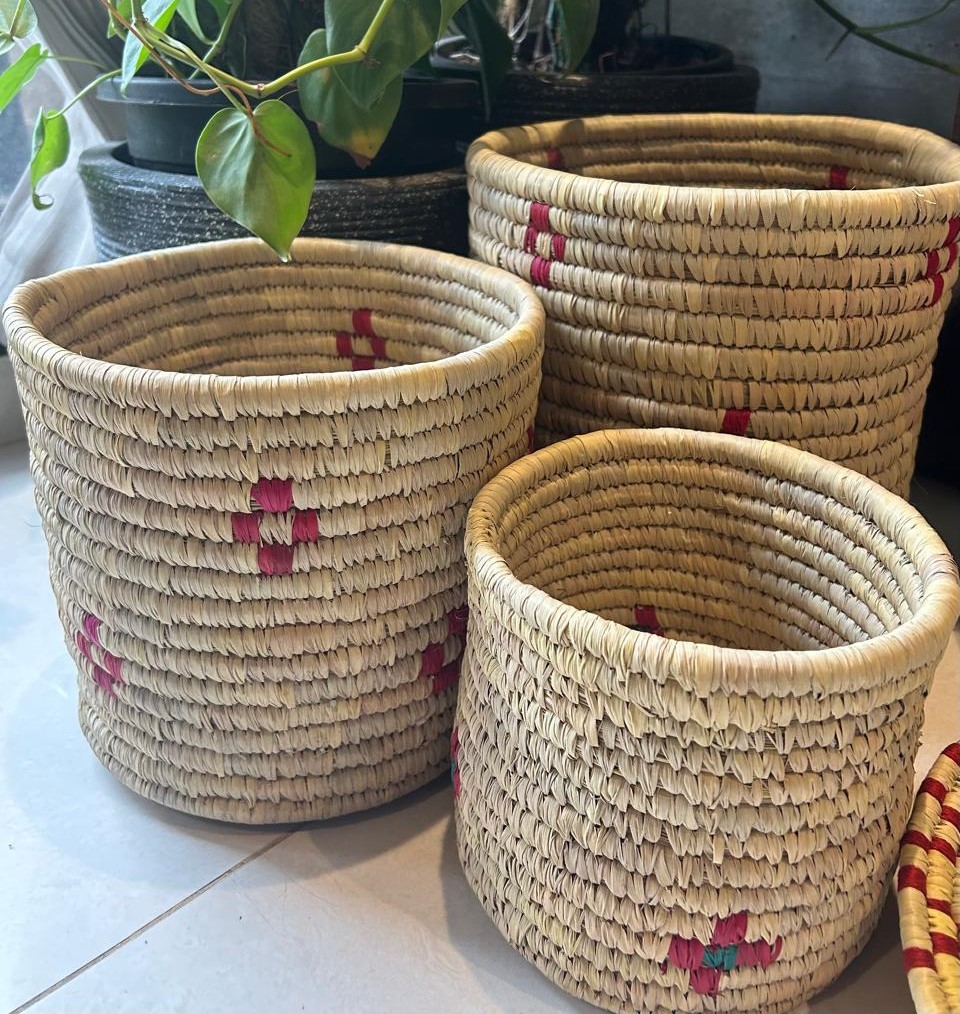 Handmade Sabai Round Planter - Set of 3 (10", 8" and 6")