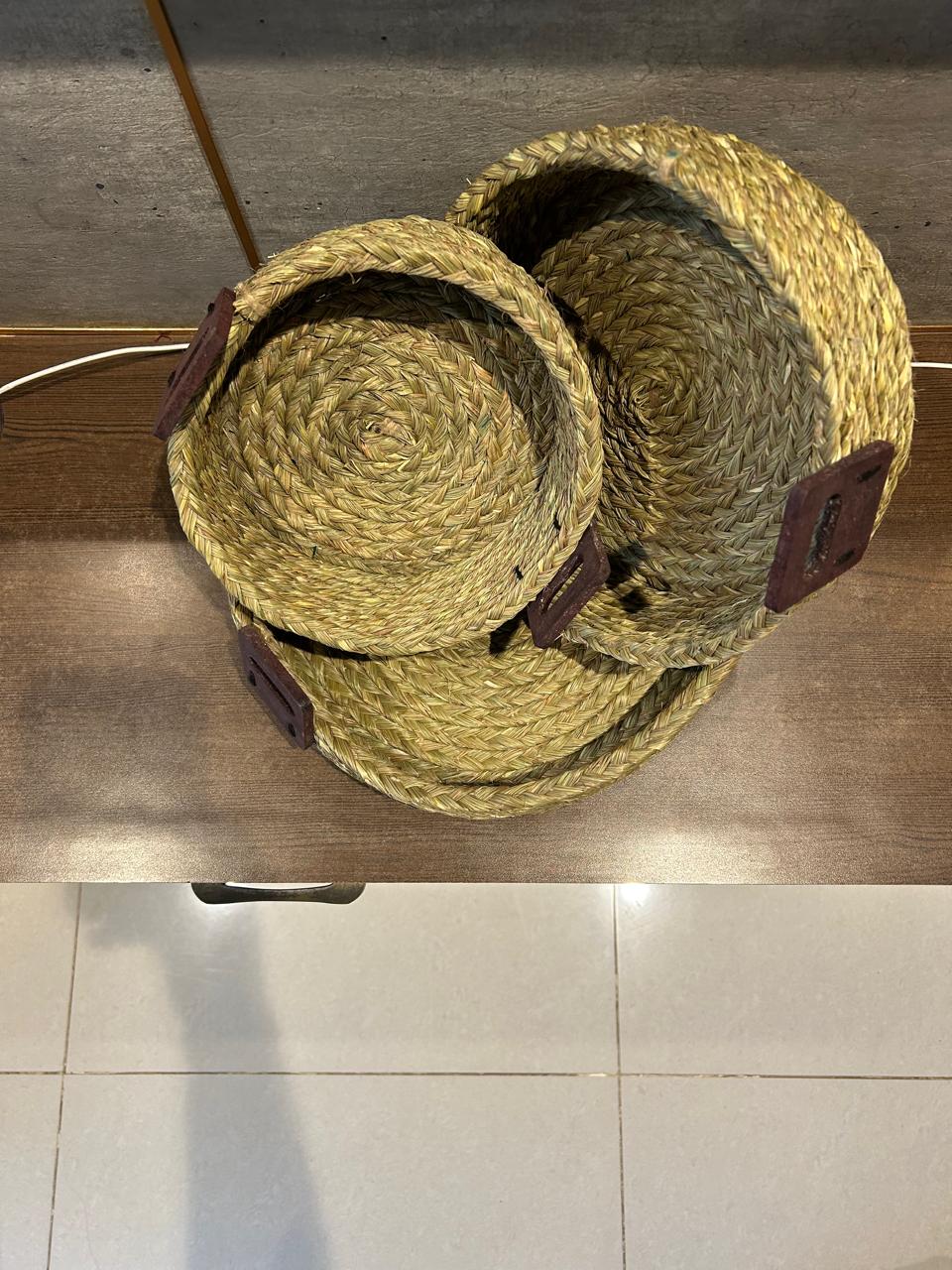 Natural - Sabai Grass Round Basket Fruit Trays - set of 3 (12", 10", 8" Diameter) - Image 2