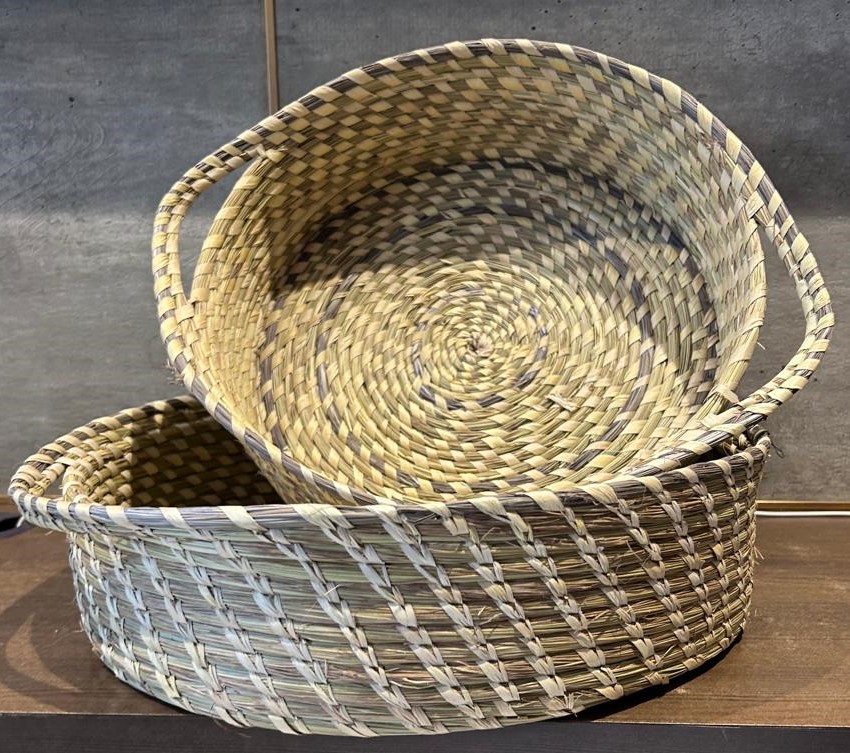 Natural - Sabai Grass Round big Organizers - set of 2 (14", 16") - Image 2