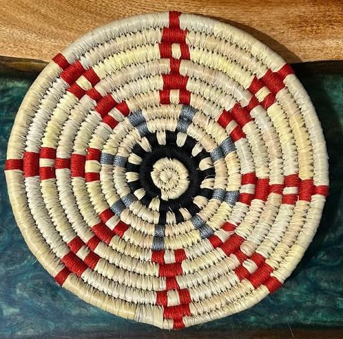 Red Black Blue Sabai Art Handwoven Wall Decor - Set of Six (12"*2, 10"*2, 8"*2) - Image 9