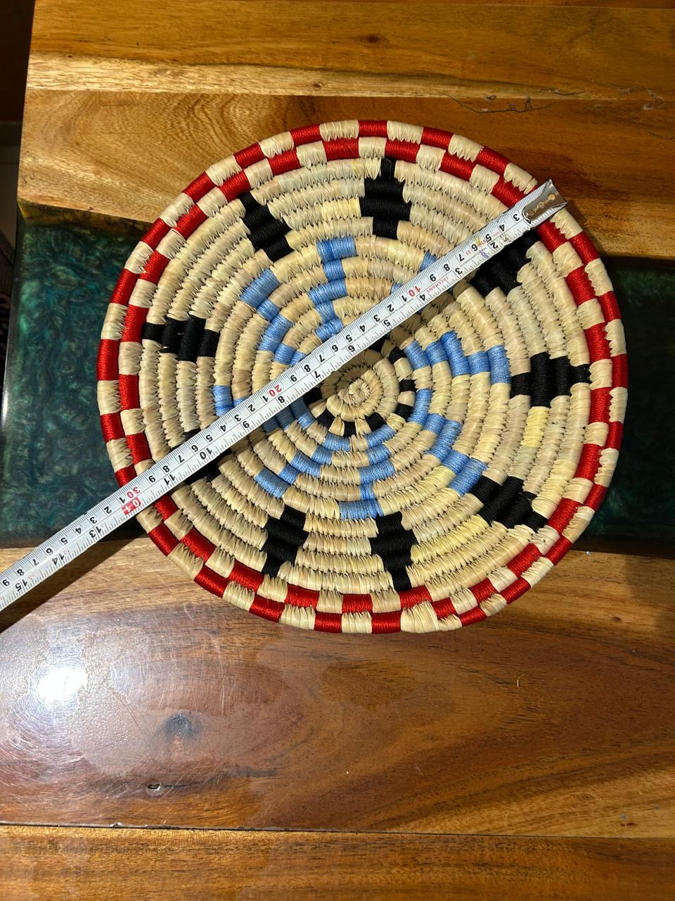 Red Black Blue Sabai Art Handwoven Wall Decor - Set of Six (12"*2, 10"*2, 8"*2) - Image 7