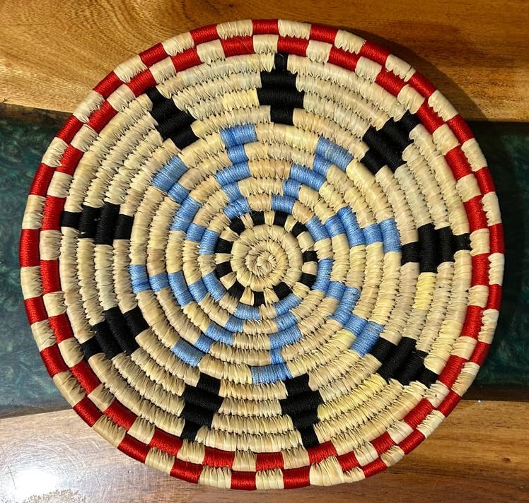 Red Black Blue Sabai Art Handwoven Wall Decor - Set of Six (12"*2, 10"*2, 8"*2) - Image 6