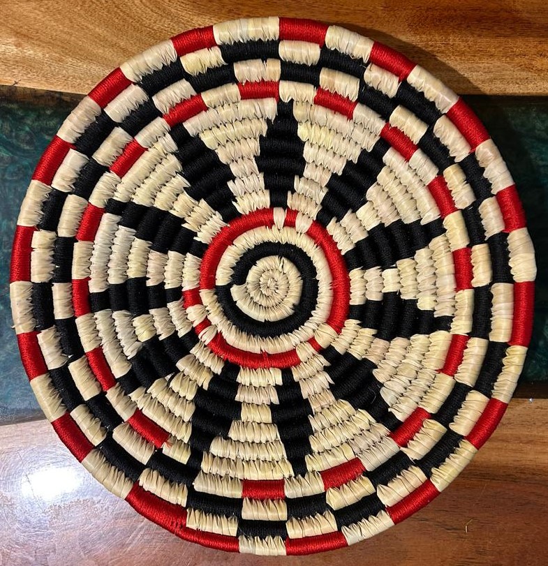 Red Black Blue Sabai Art Handwoven Wall Decor - Set of Six (12"*2, 10"*2, 8"*2) - Image 5