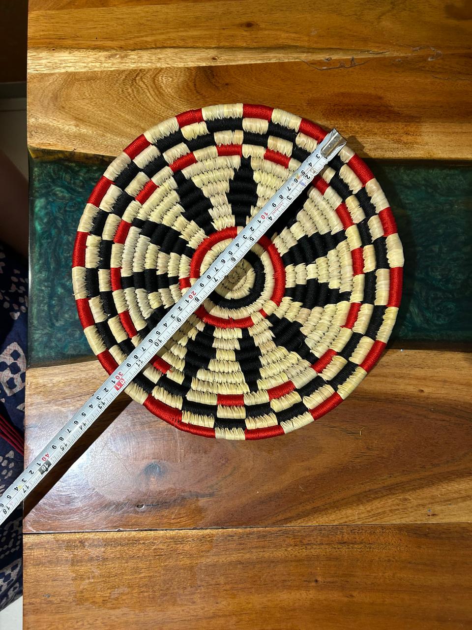 Red Black Blue Sabai Art Handwoven Wall Decor - Set of Six (12"*2, 10"*2, 8"*2) - Image 4