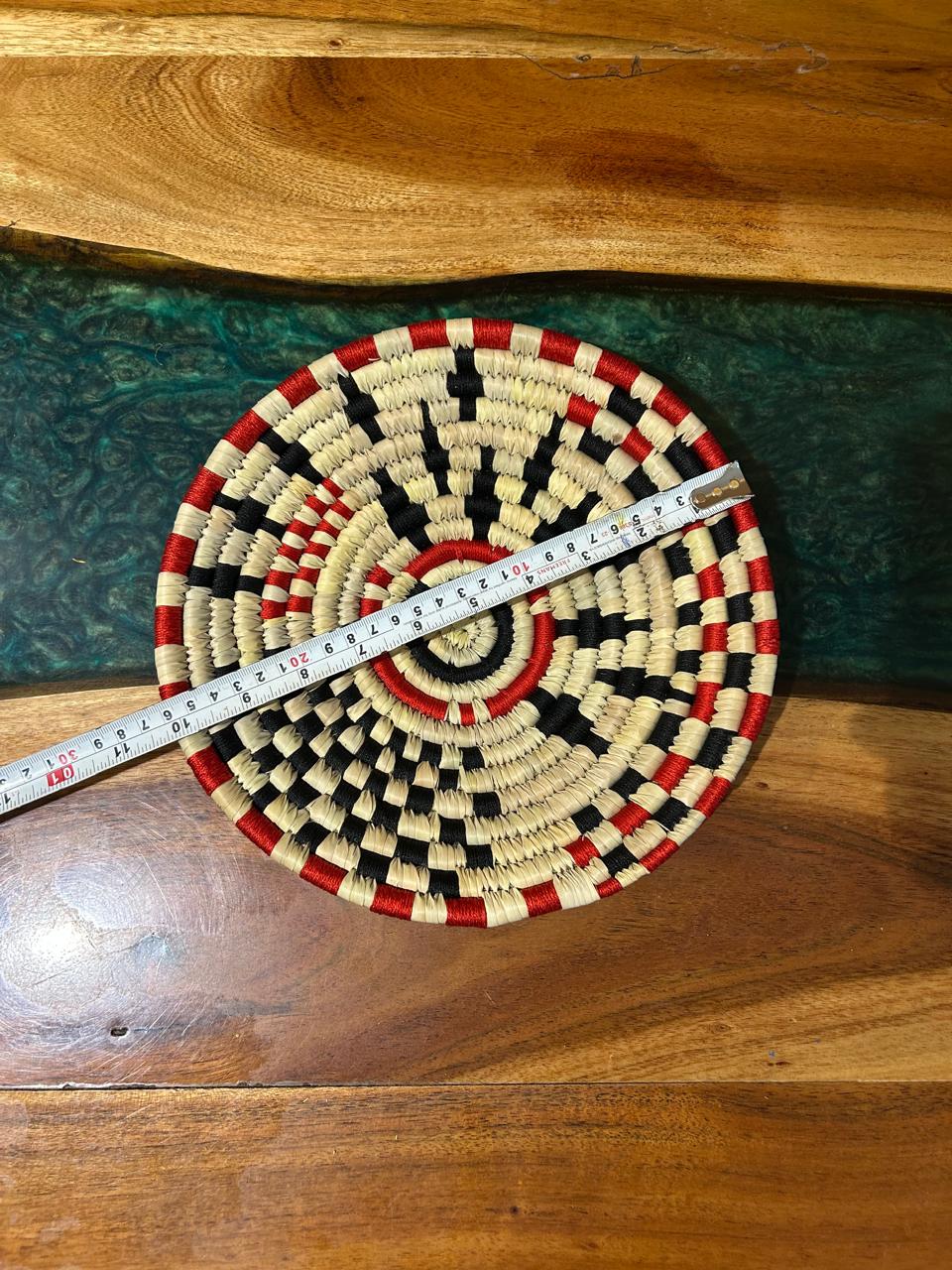 Red Black Blue Sabai Art Handwoven Wall Decor - Set of Six (12"*2, 10"*2, 8"*2) - Image 3