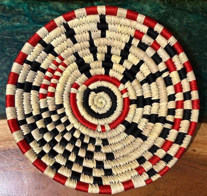 Red Black Blue Sabai Art Handwoven Wall Decor - Set of Six (12"*2, 10"*2, 8"*2) - Image 2