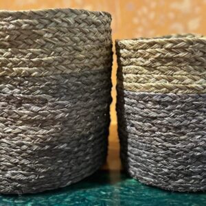 Handmade Sabai Round Planter - Set of 2 (12", 10")