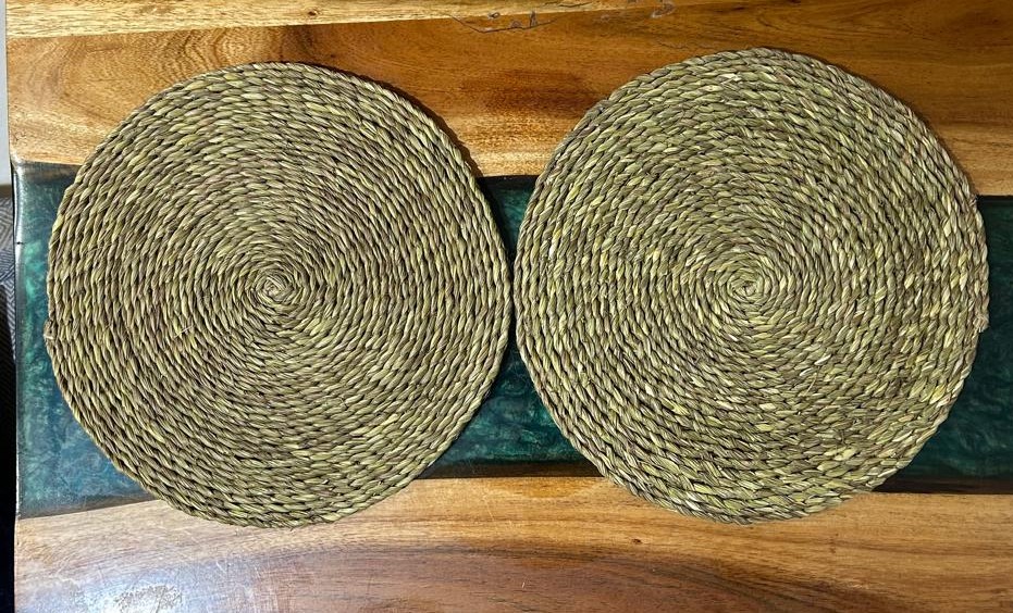 Natural - Sabai Art Handwoven Dining Mats - 2 Table Mats (12")