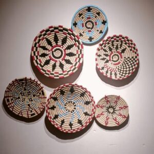 Red Black Blue Sabai Art Handwoven Wall Decor - Set of Six (12"*2, 10"*2, 8"*2)