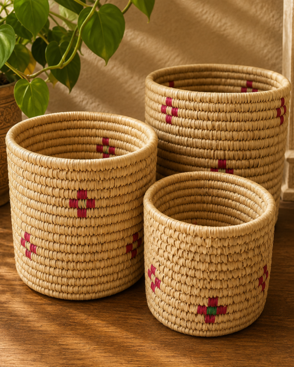 Handmade Sabai Round Planter - Set of 3 (10", 8" and 6")