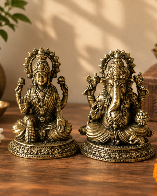 Ganesh Laxmi Idol Set – Brass (2.5 Inch, 200 gms)