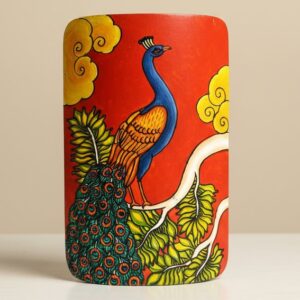 Kerela Mural Peacock - Bamboo Hand Painted - Wall Decor - 7 Inch height