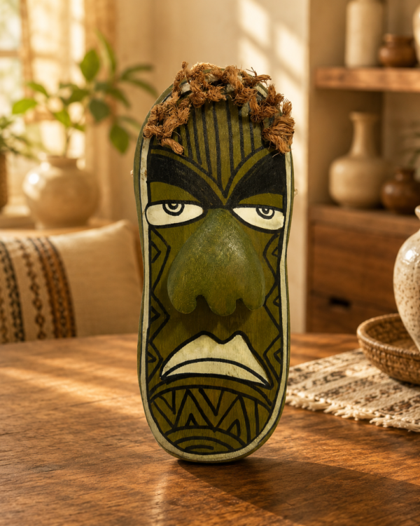 Bamboo Mask Painting #6  Hand-Painted on Bamboo (approx 7 Inches Height)