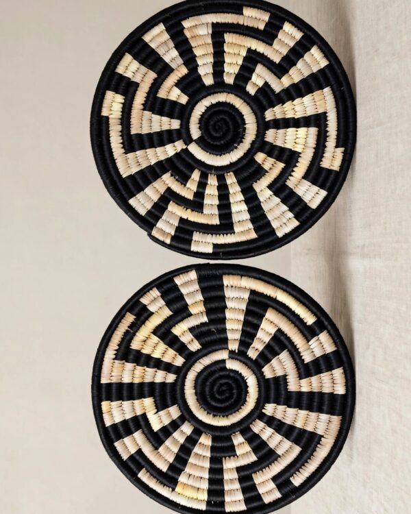 Black - Sabai Art Handwoven Dining Mats -  2 Table Mats (12")