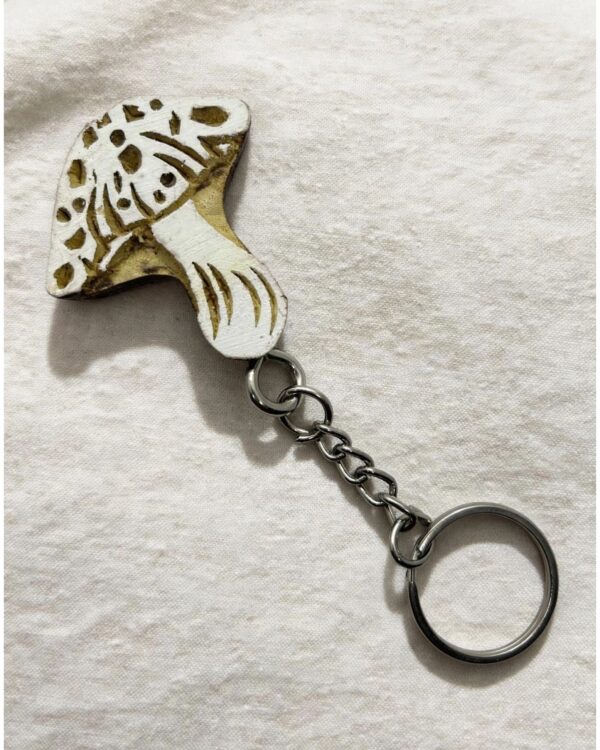 Mushroom - Wooden Block Key Chain
