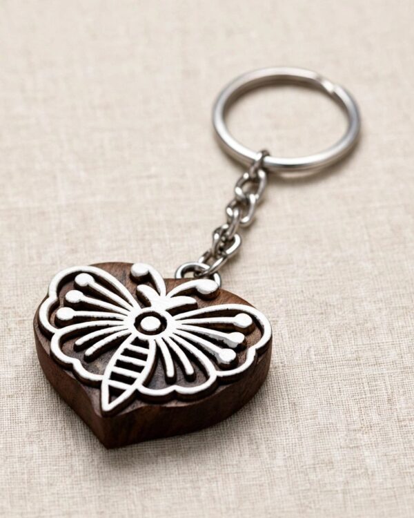 Butterfly - Wooden Block Key Chain
