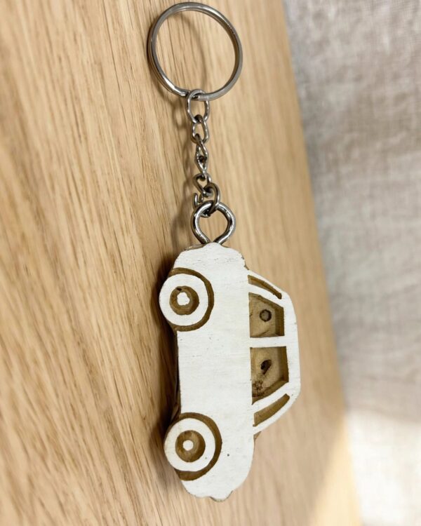 Car - Wooden Block Key Chain