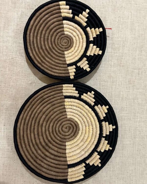 Brown Black - Sabai Art Handwoven Wall Decor - Set of two (10", 8")