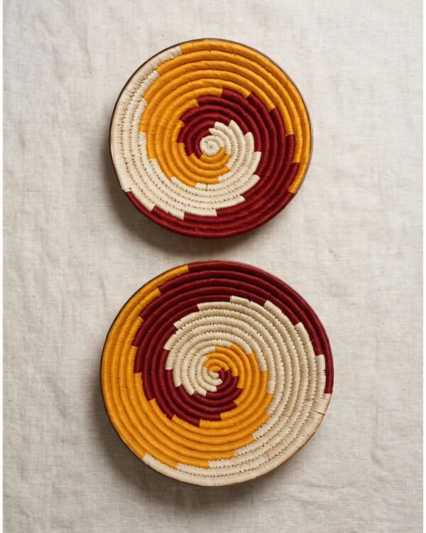 Orange- Sabai Art Handwoven Wall Decor - Set of two (10", 8")