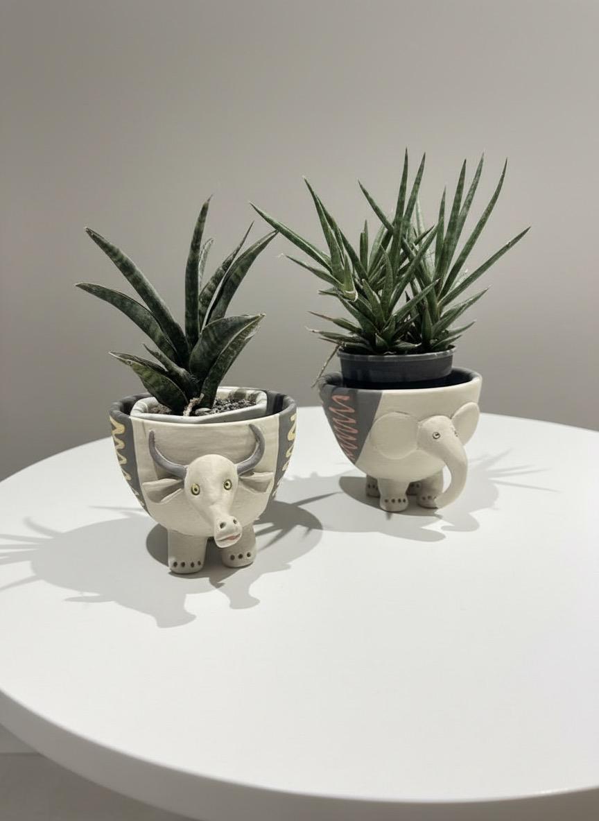 Tranquil Majesty - Nerikomi Elephant Planter - Image 5