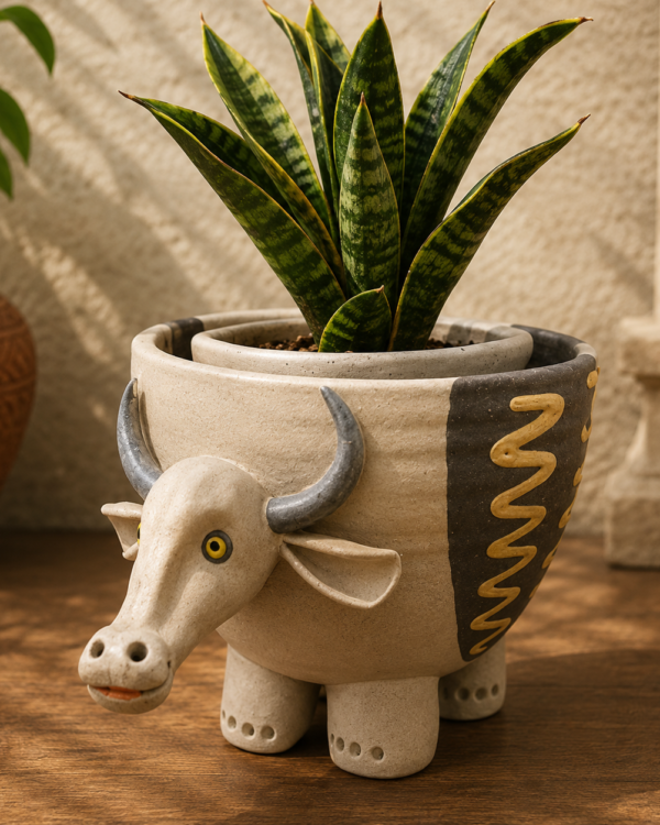 Earthen Elegance: Nerikomi Cow Planter