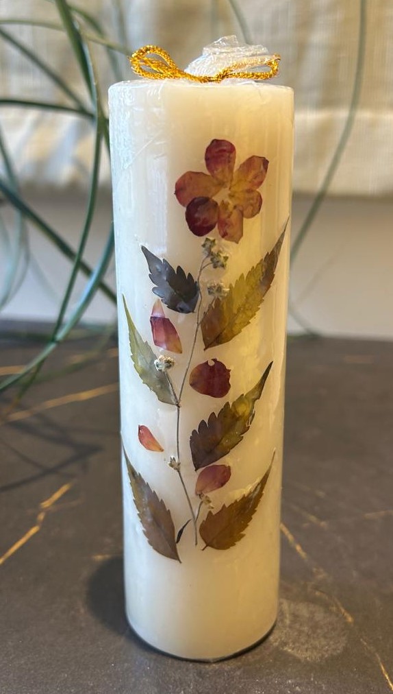 Round candle white- Large - 4 cm diameter, 15 cm height - 1 piece