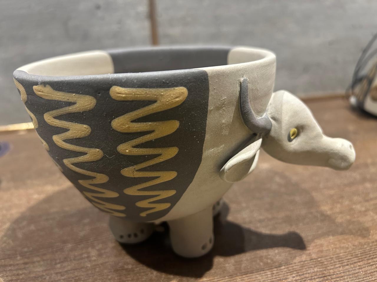 Earthen Elegance: Nerikomi Cow Planter - Image 2