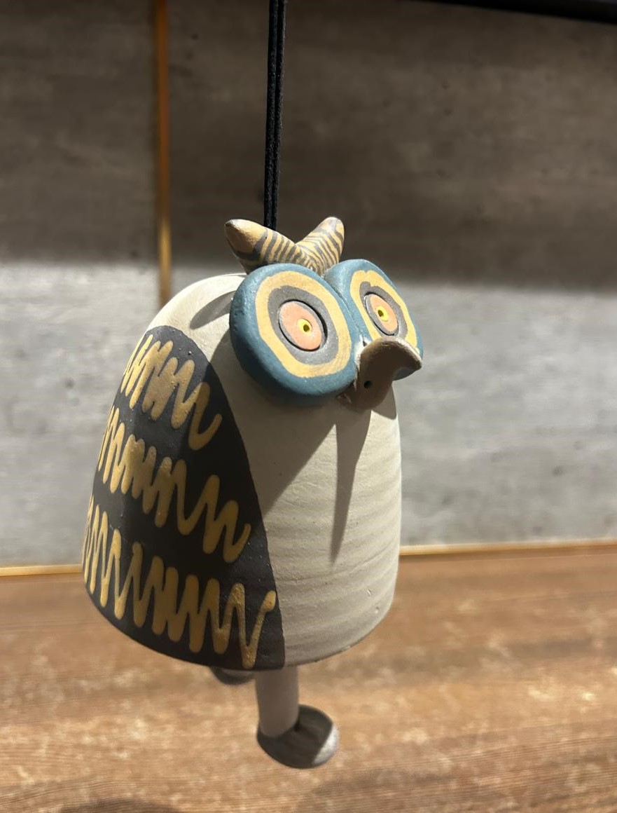 Owl, The Night Listener - Nerikomi Hanging Bell - Image 4