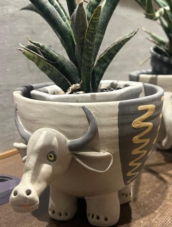Earthen Elegance: Nerikomi Cow Planter