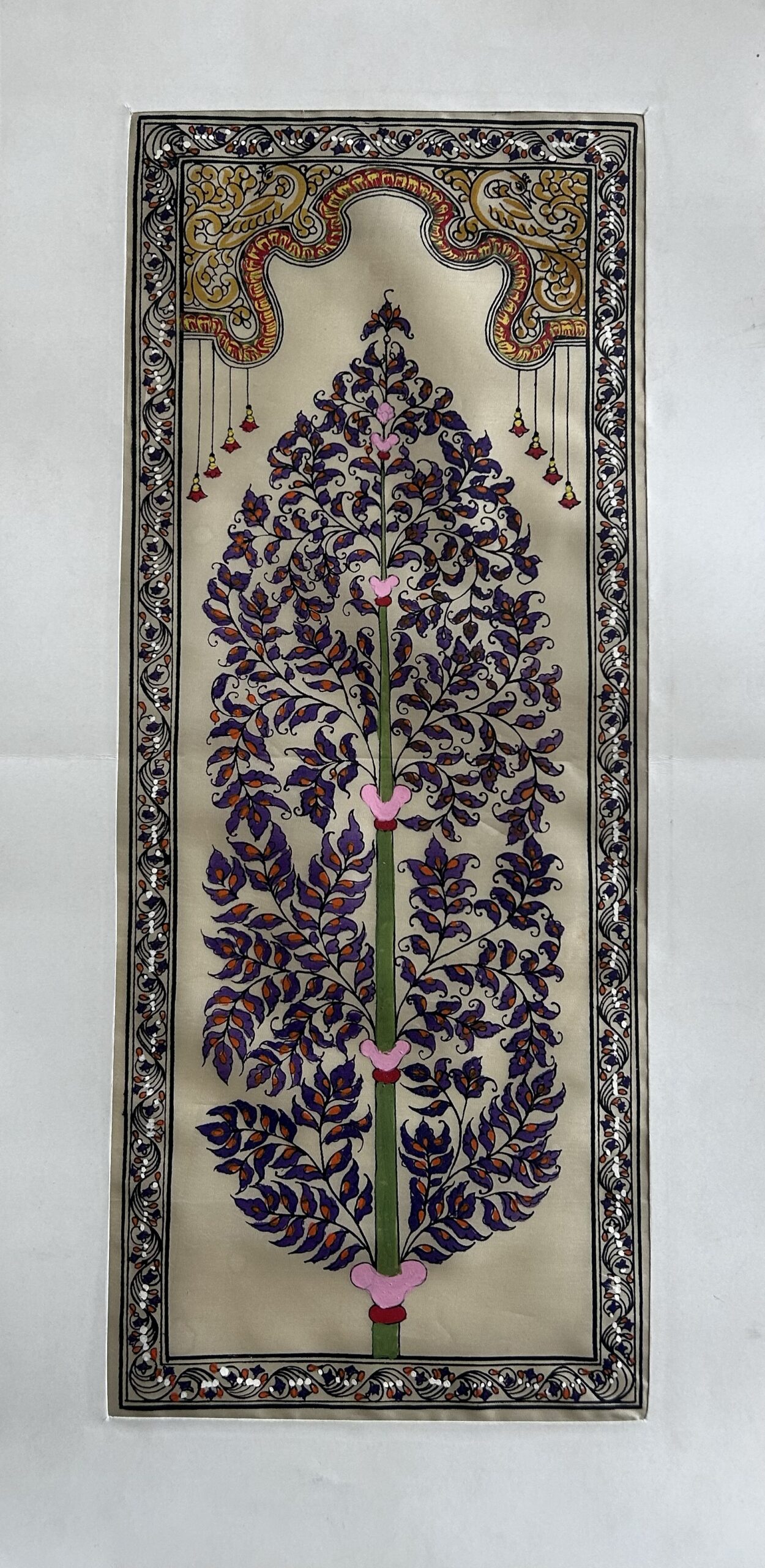 Tree of Life #3 - Pattachitra Art - Tussore Silk Painting - 6*16 inch - In Silk Cloth - Unframed