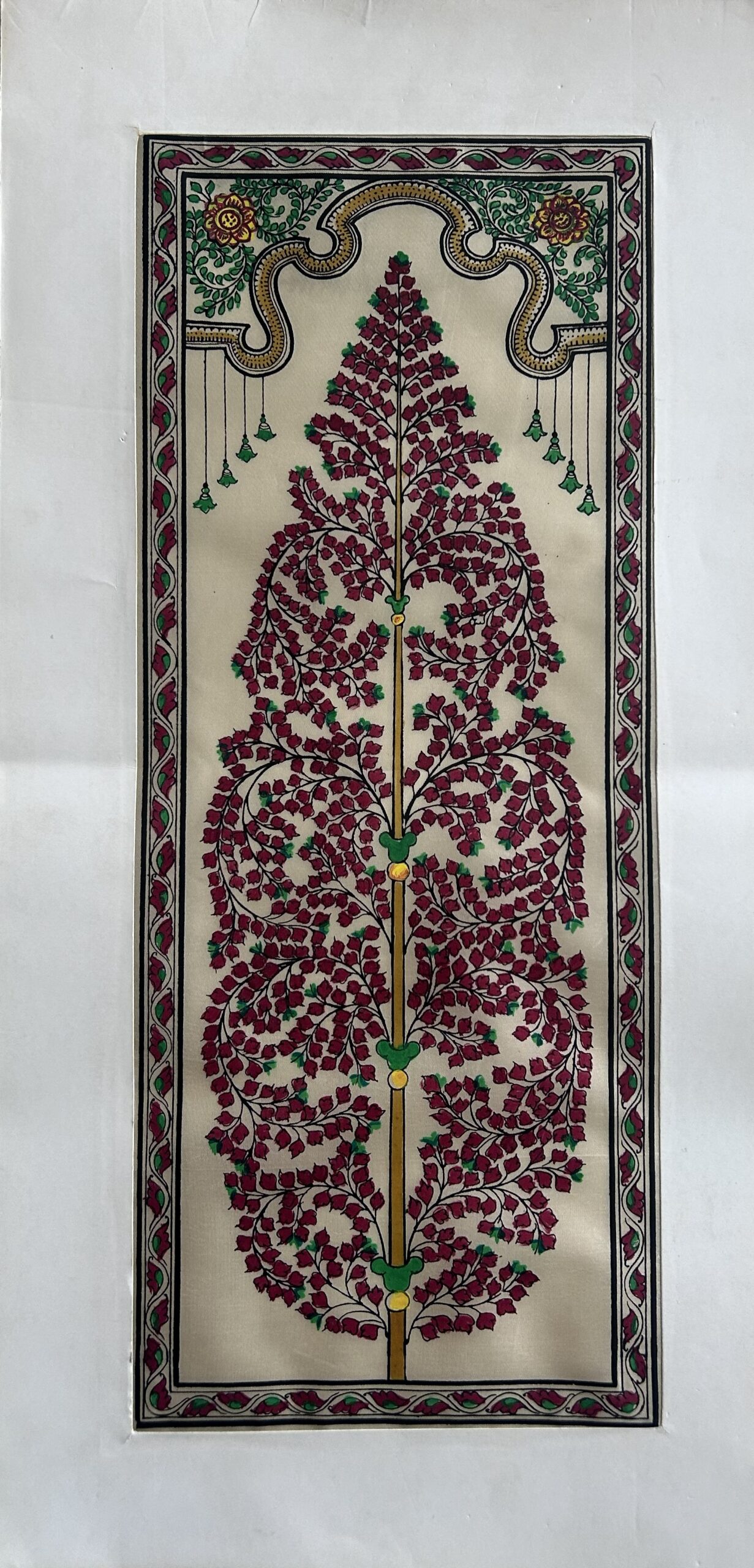 Tree of Life #27 - Pattachitra Art - Tussore Silk Painting - 6*16 inch - In Silk Cloth - Unframed