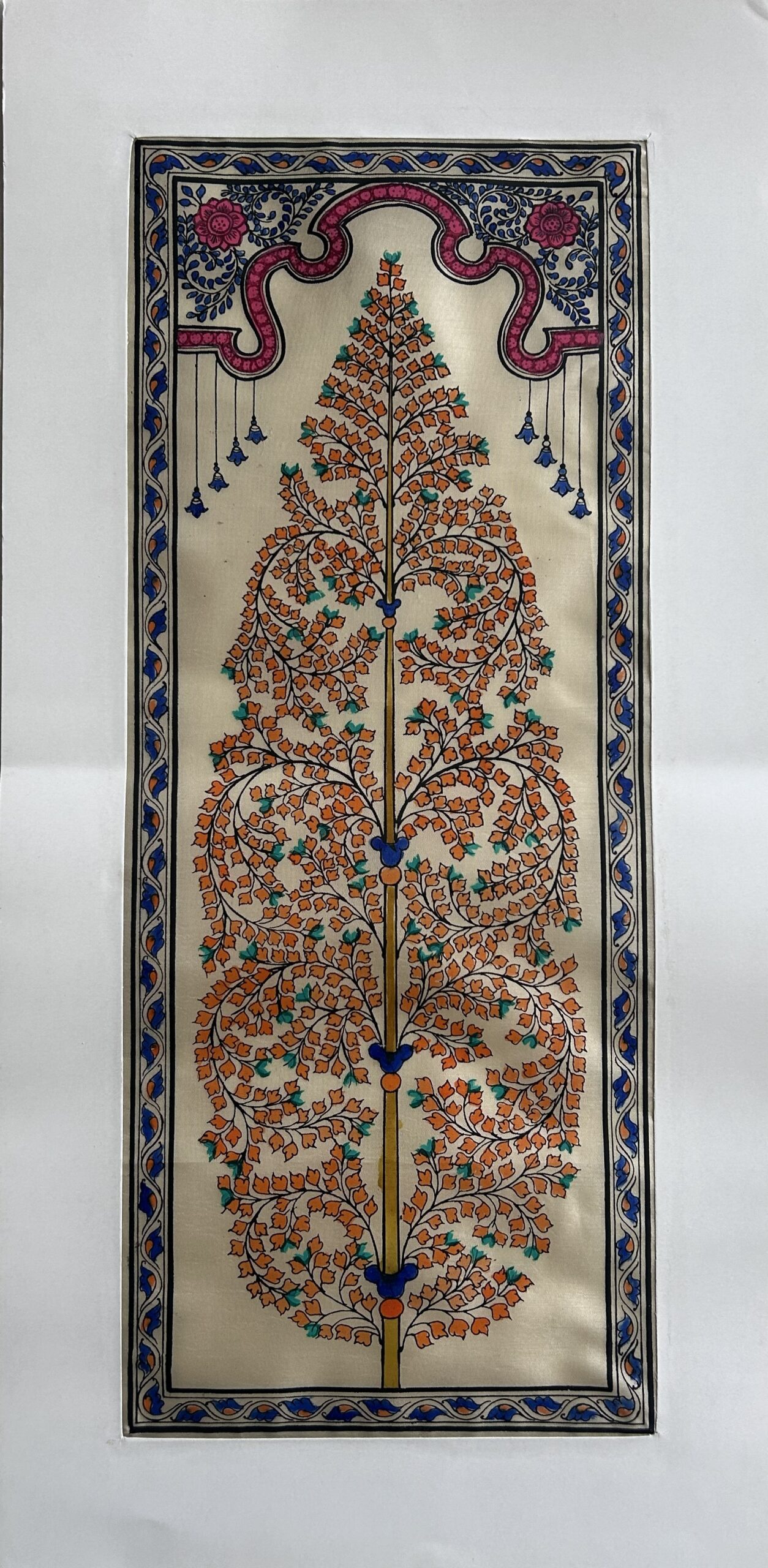 Tree of Life #26 - Pattachitra Art - Tussore Silk Painting - 6*16 inch - In Silk Cloth - Unframed
