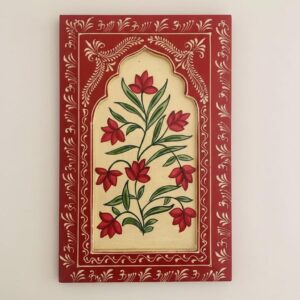 Handpainted Floral in red - Wooden Wall Frame (8inch * 12 inch)
